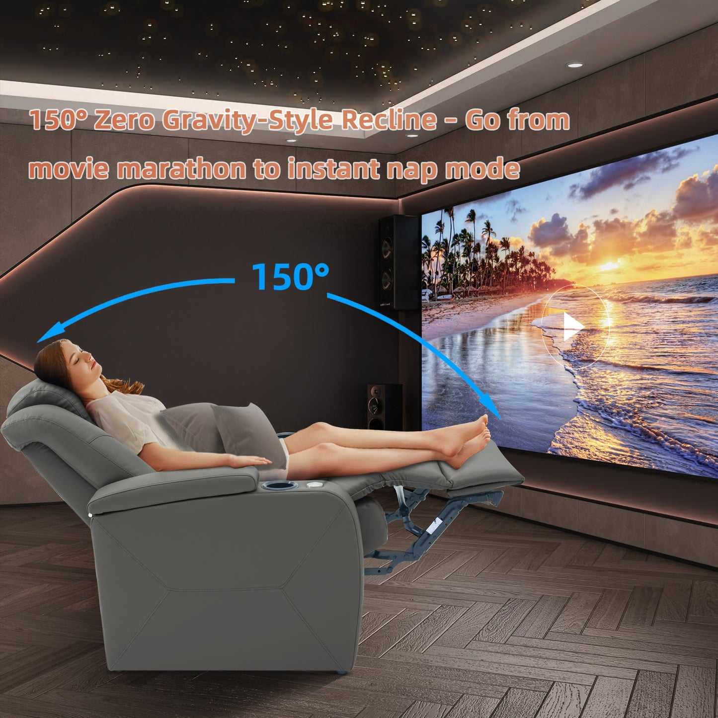 soothroom 4 Seat Home Cinema Recliner Seating with Loveseat Option