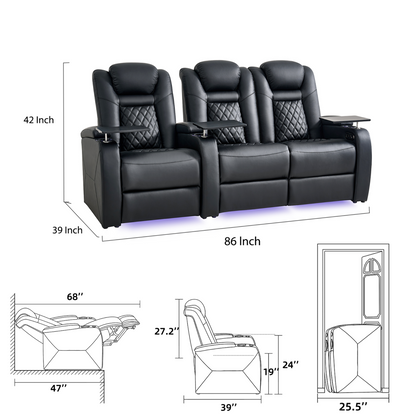 soothroom 3 Seat Power Reclining Theater Seating with Loveseat Option