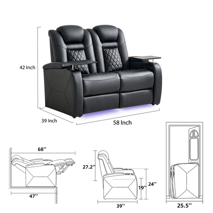 soothroom 2 Seat Home Theater Seating Recliner with Loveseat Option