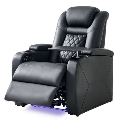 soothroom 1 Seat Home Theater Recliner Chair with Power Headrest and LED Lighting