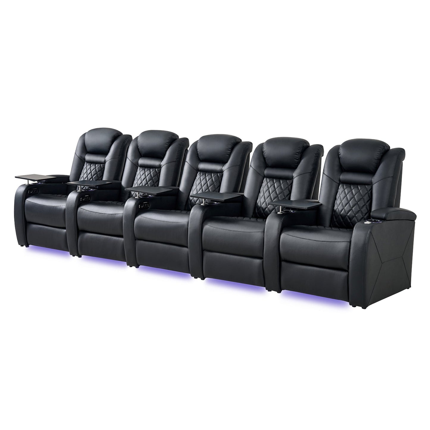 soothroom 5 Seat Reclining Home Theater Seating Row with LED Lighting