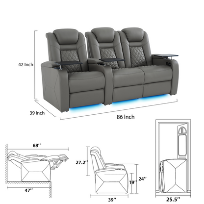 soothroom 3 Seat Power Reclining Theater Seating with Loveseat Option