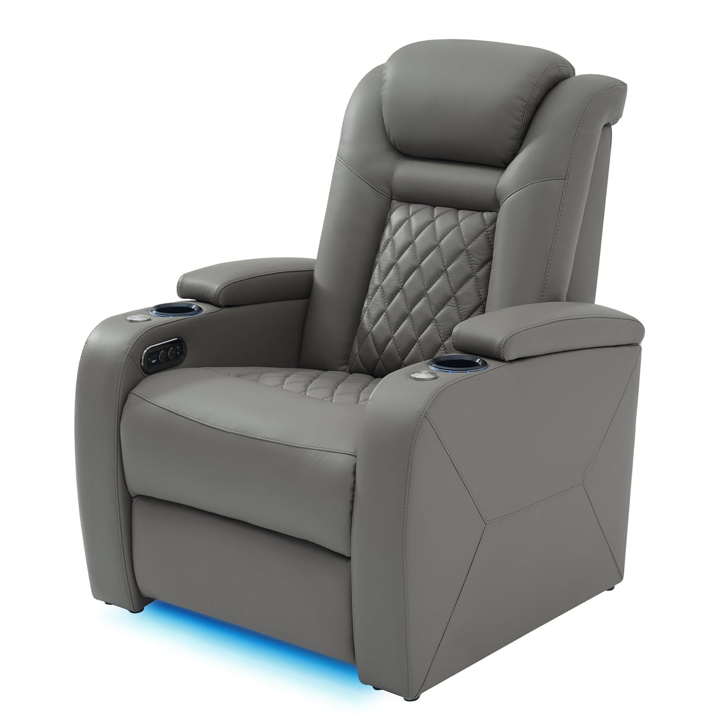 soothroom 1 Seat Home Theater Recliner Chair with Power Headrest and LED Lighting