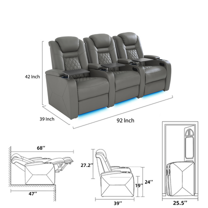 soothroom 3 Seat Power Reclining Theater Seating with Loveseat Option