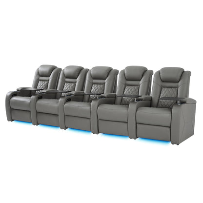soothroom 5 Seat Reclining Home Theater Seating Row with LED Lighting
