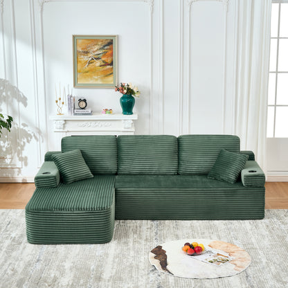 soothroom Corduroy L Shape Left Facing Sectional Sofa – Modular Compressed Couch