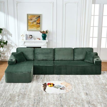 soothroom Corduroy L Shape Left Facing Sectional Sofa – Modular Compressed Couch