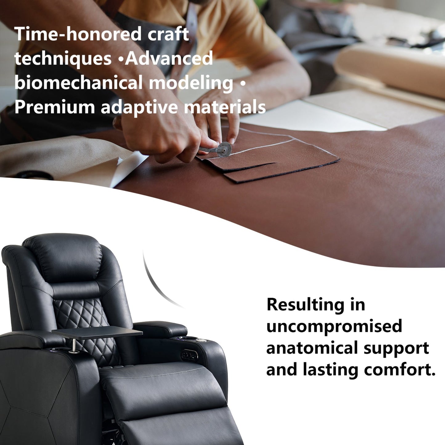 soothroom 5 Seat Reclining Home Theater Seating Row with LED Lighting
