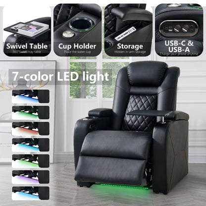 soothroom 5 Seat Reclining Home Theater Seating Row with LED Lighting