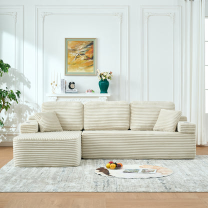 soothroom Corduroy L Shape Left Facing Sectional Sofa – Modular Compressed Couch