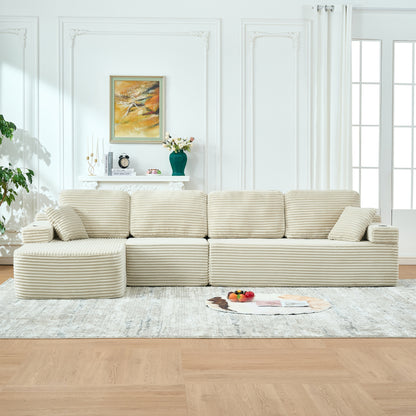 soothroom Corduroy L Shape Left Facing Sectional Sofa – Modular Compressed Couch